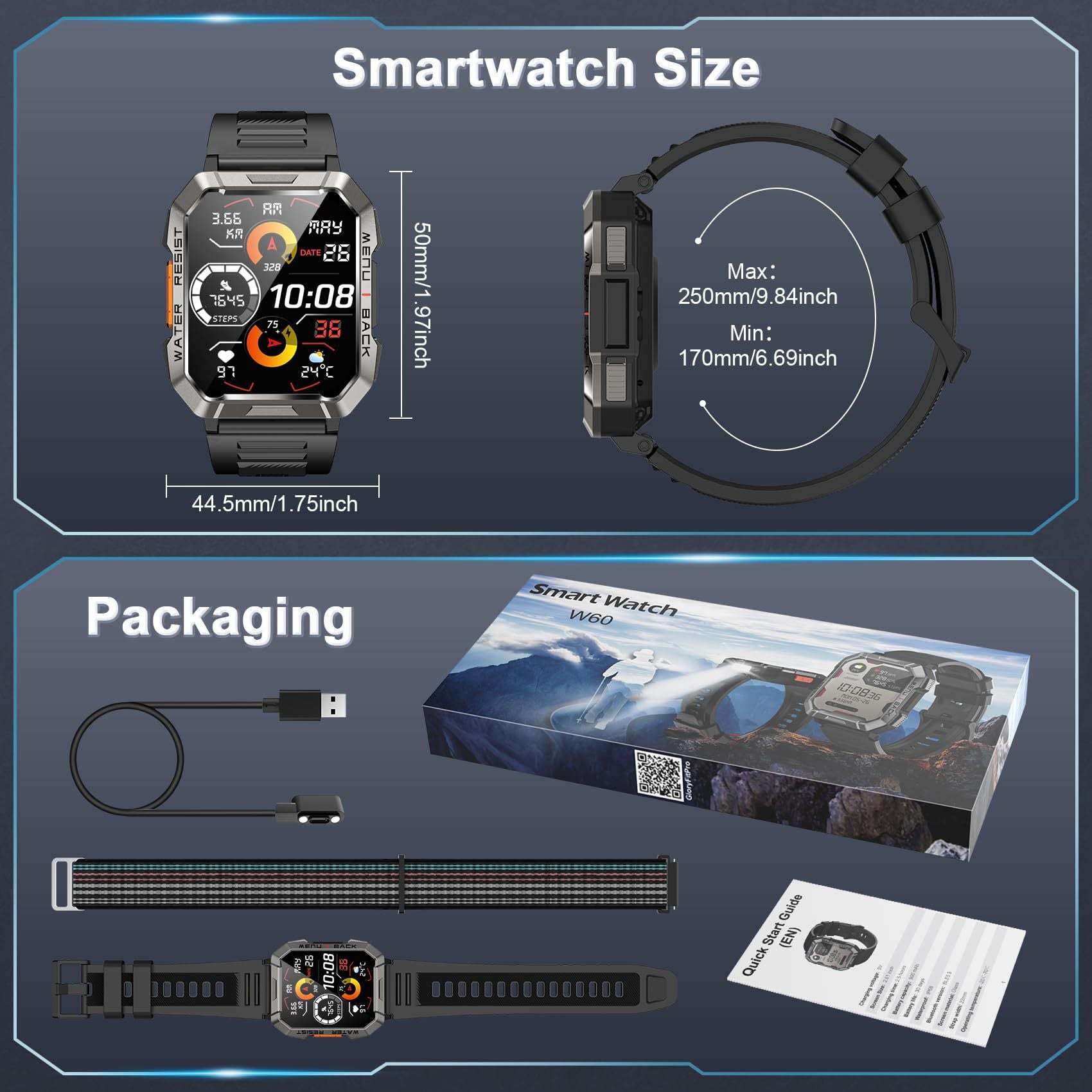 Men's Outdoor Smartwatch with Bluetooth Calling and Flashlight 5