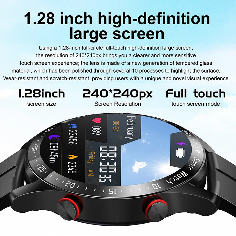 Black Silicone +22MM Black Mitsubishi Steel Strip Business Smartwatch with ECG and PPG Monitoring and Stainless Steel Strap 4
