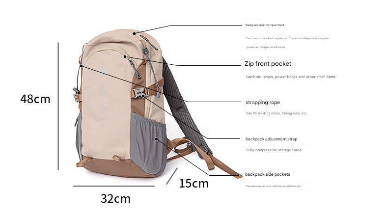 Pink-white 20L Lightweight Hiking Backpack for Camping, Travel, and Commuting 3