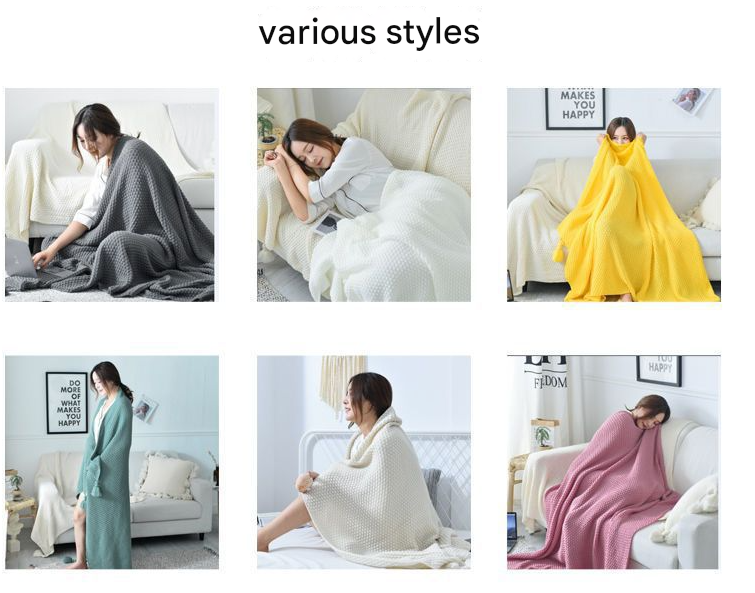 110cm x 150cm Yellow Knitted Sofa Blanket for Autumn and Winter Naps