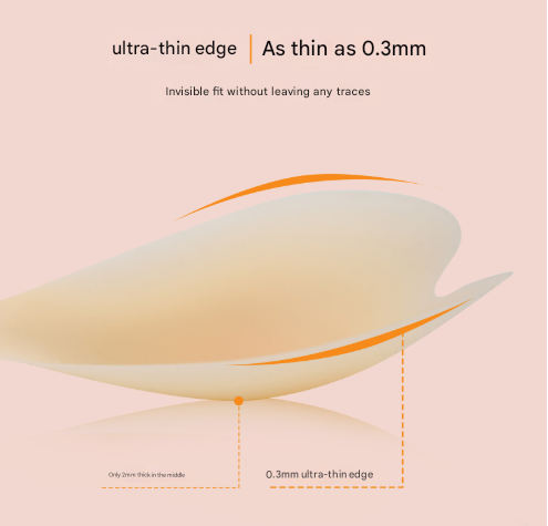 Size S [A cup] Two Pairs Brown Skin Colour Heart-Shaped Silicone Breast Sticker - Thin Invisible Push-Up for Small Chest Enhancement 3