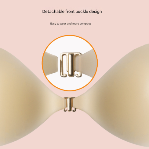 Size M [B cup] Two Pairs Brown Skin Colour Heart-Shaped Silicone Breast Sticker - Thin Invisible Push-Up for Small Chest Enhancement 4