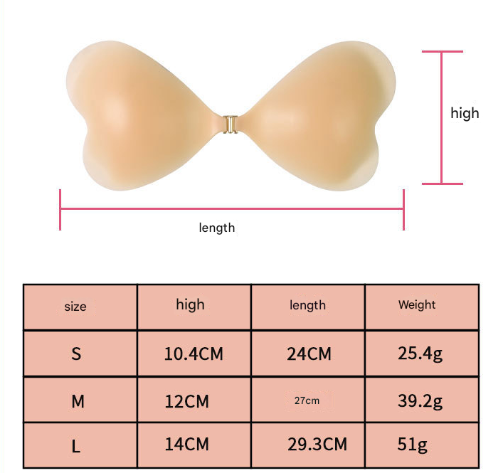 Size L [C/D cup] Two Pairs Brown Skin Colour Heart-Shaped Silicone Breast Sticker - Thin Invisible Push-Up for Small Chest Enhancement 5