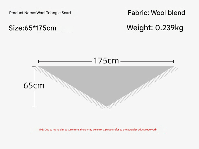 Beige Versatile Fringed Faux Wool Triangle Shawl - Warm Knitted Scarf 3