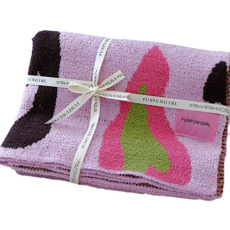 Pink Luxurious Chunky Knit Throw Blanket - Cozy & Thick Sofa Accent - 136 x 130cm (920g) 3