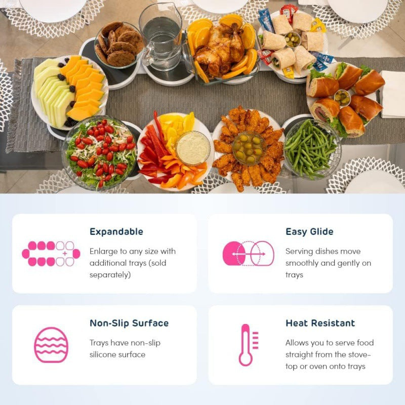 White 6 discs TheLazy Susan Revolution - Portable 22cm Rotating Food Tray for Easy Sharing 4