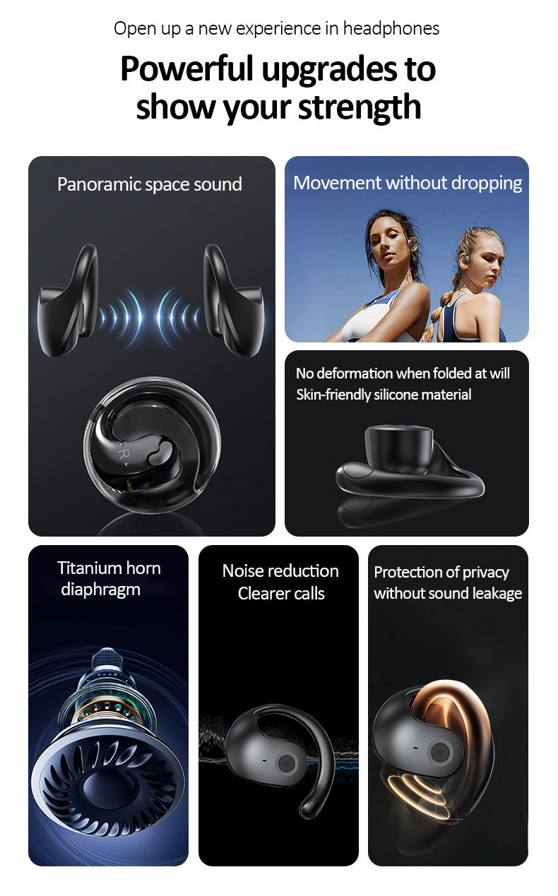 Yellow T2 AI Smart Translation Earbuds - Open-Ear OWS Bluetooth 5.4 Headphones with Simultaneous Interpretation & IPX4 Waterproof 3