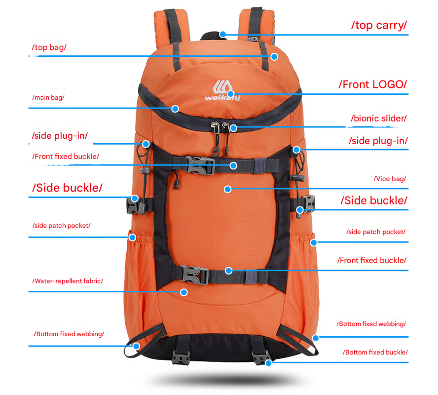 Blue 20L Women's Orange Mountaineering Backpack - Water-Resistant 3