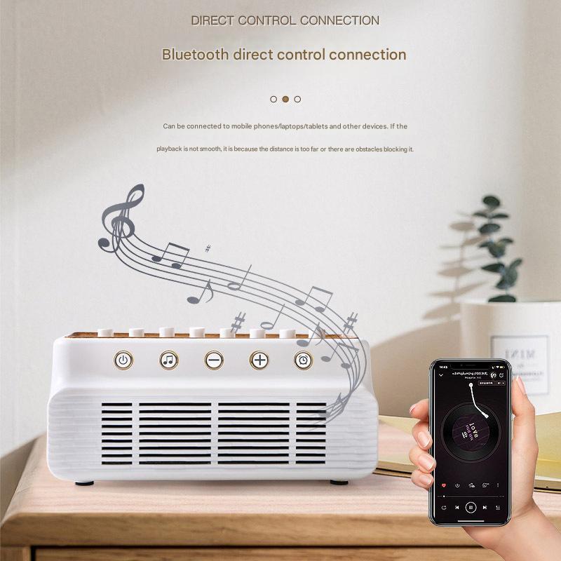 Retro White Noise Sound Machine & Bluetooth Speaker - 8 Nature Sounds, Smart Timer(white) 3