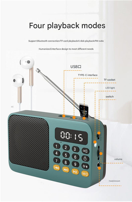 Portable Digital Music Player & FM Radio,4 Playback Modes, LED Flashlight(White) 4