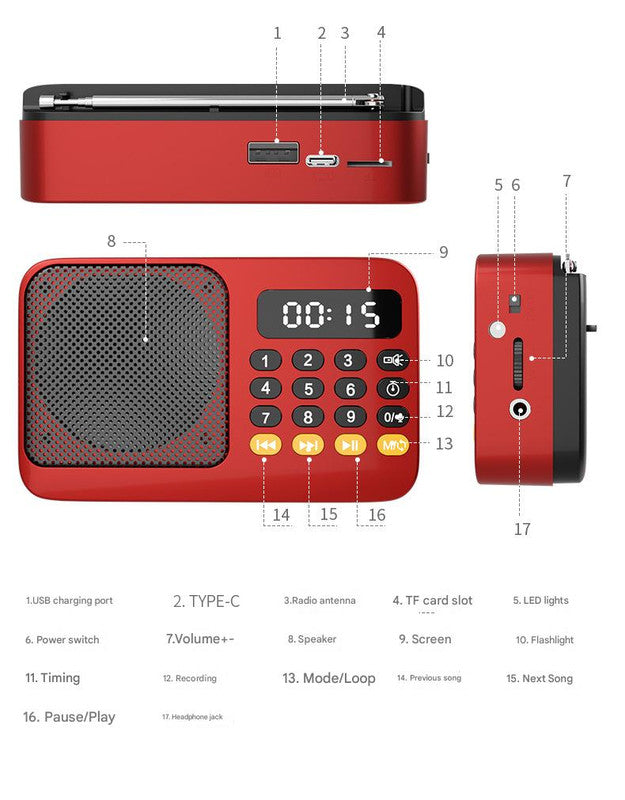 Portable Digital Music Player & FM Radio,4 Playback Modes, LED Flashlight(White) 8