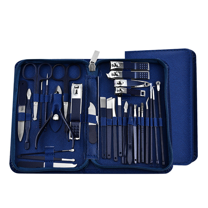 30-Piece Professional Manicure & Pedicure Set,Stainless Steel Grooming Kit(blue)