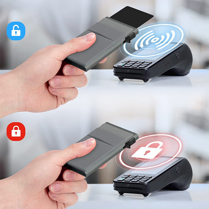 Ultra-Slim Pop-Up Card Holder Wallet with RFID Blocking(Black + Black Card Holder) 5