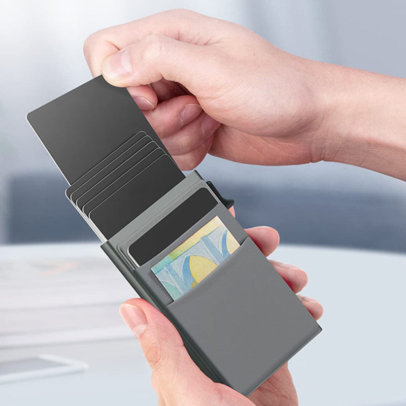 Ultra-Slim Pop-Up Card Holder Wallet with RFID Blocking(Gray + Gray Card Holder) 4