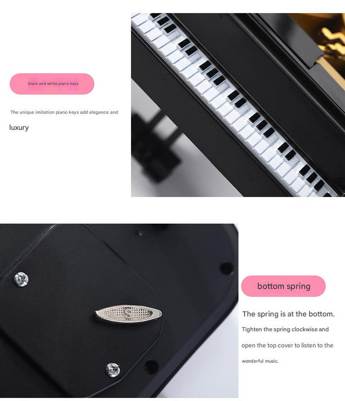 Classical Grand Piano Music Box with Dancing Ballerina(Dancing girl version - pink) 5