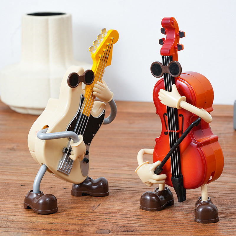 Dancing Musical Instrument Figurines - Wind-Up Guitar & Cello Toys with Moving Parts(Guitar) 3