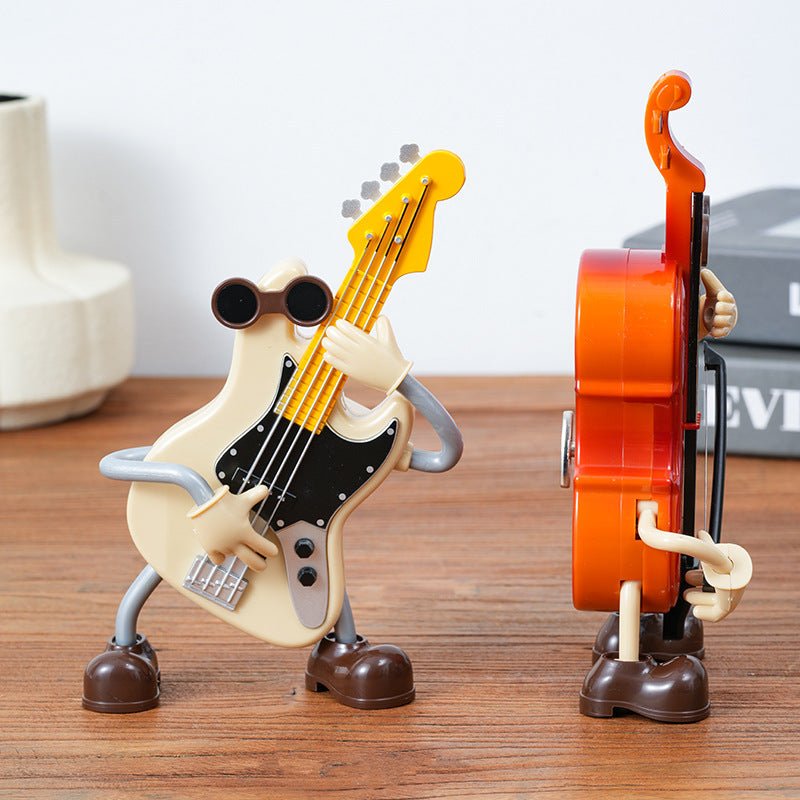 Dancing Musical Instrument Figurines - Wind-Up Guitar & Cello Toys with Moving Parts(Guitar) 4