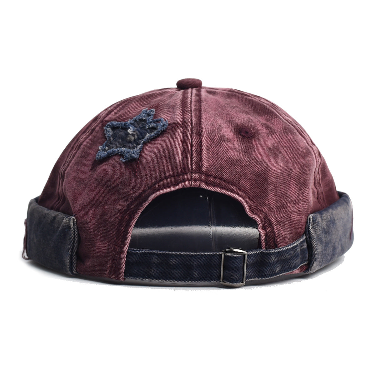 Vintage Washed Cotton Docker Cap - Unisex Brimless Beanie Hat with Star Patch(Coffee) 4