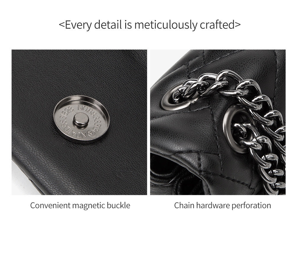 Elegant Quilted Leather Chain Bag with Bird Head Clasp(Black) 6