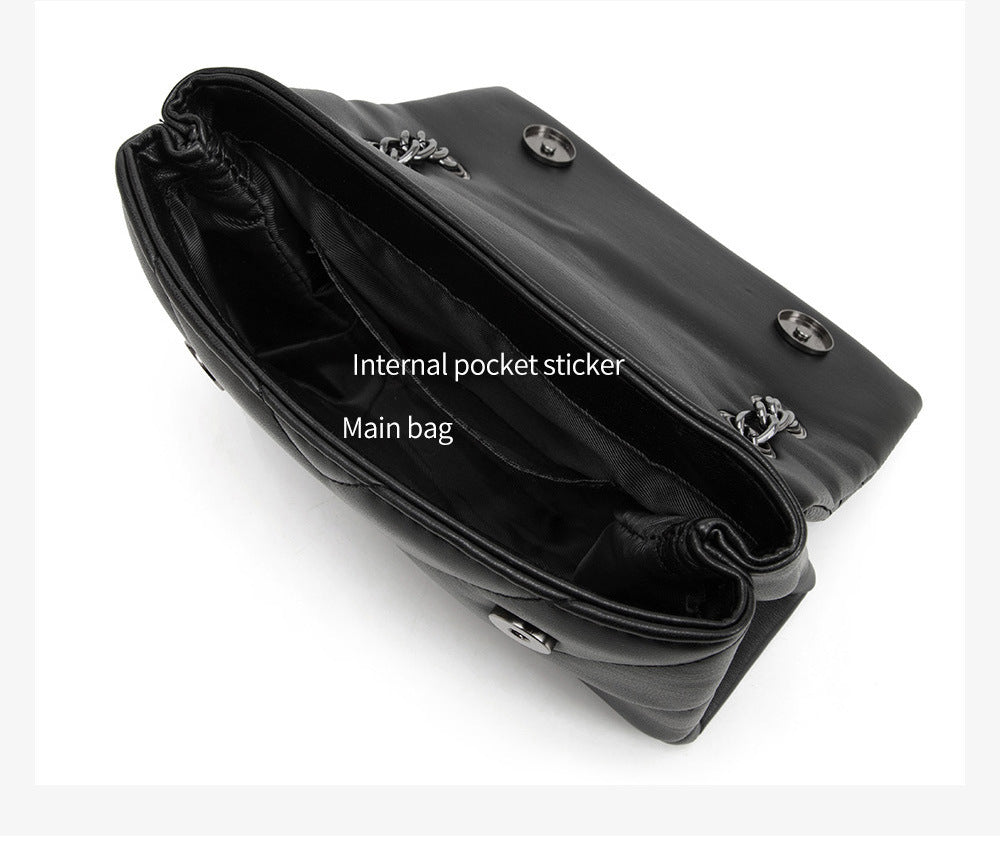 Elegant Quilted Leather Chain Bag with Bird Head Clasp(Black) 8