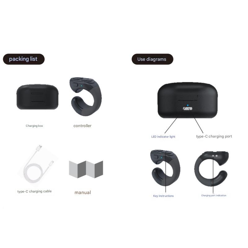 Fingertip Remote Control Ring for TikTok, Kindle & Short Video Apps - Page Turner(Black) 3