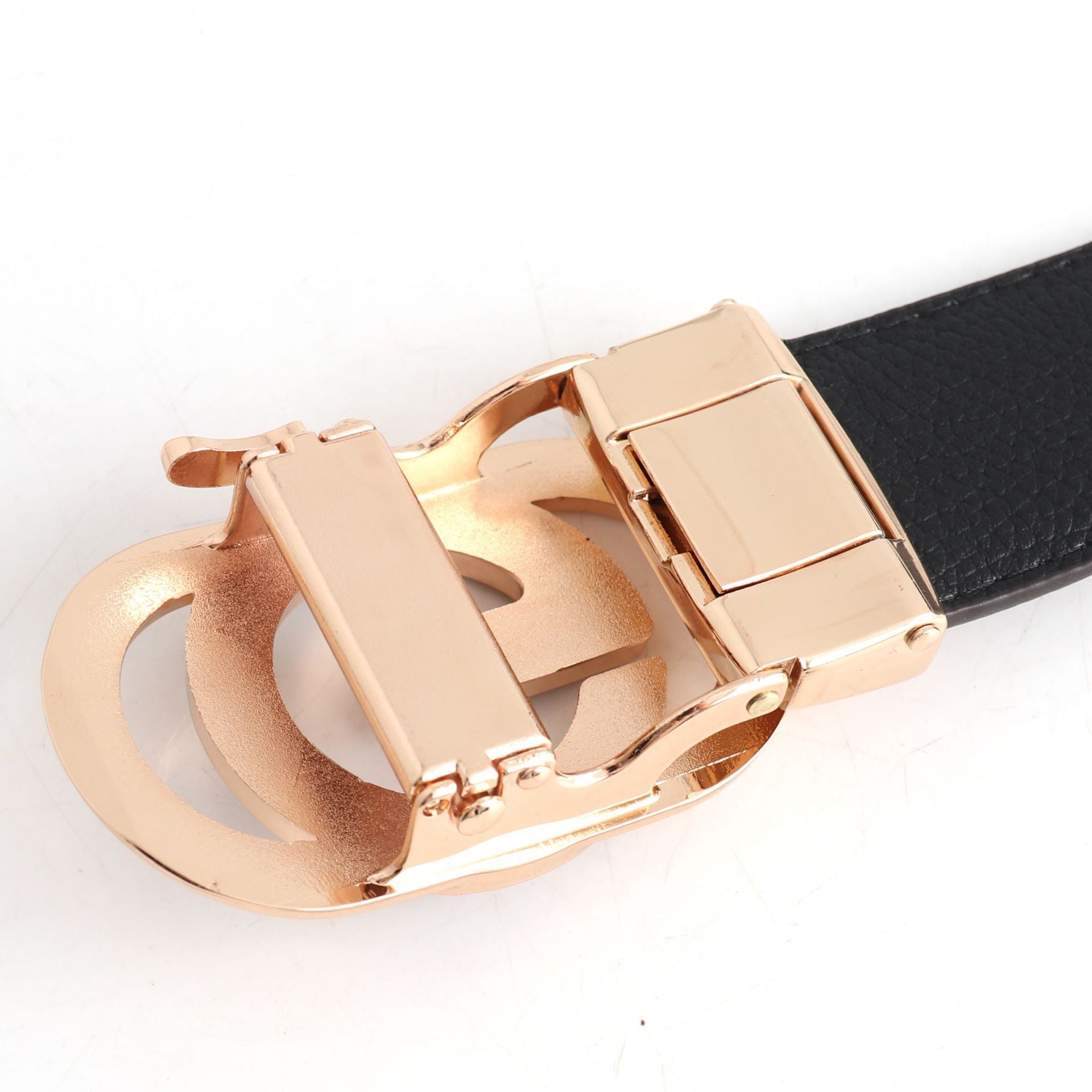 Luxury Designer Style PU Leather Belt,Automatic Buckle(G-patterned black-gray belt + silver buckle) 3