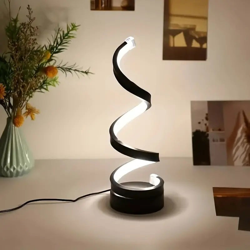 Modern Spiral LED Table Lamp - Dimmable, 3 Light Modes(black) 3