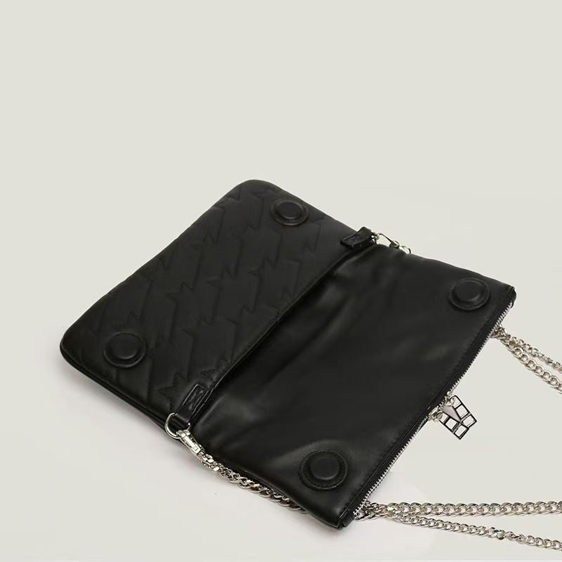 Chic Quilted Leather Crossbody Bag with Chain Strap & Tassel Detail(Pure black) 4