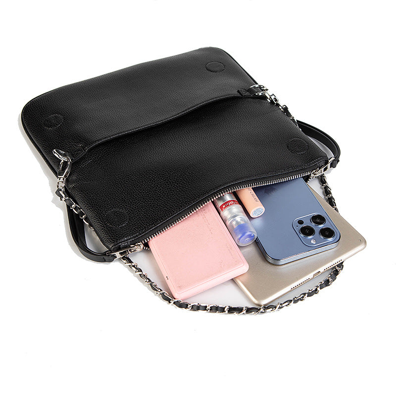 Chic Quilted Leather Crossbody Bag with Chain Strap & Tassel Detail(Black without tassels) 6