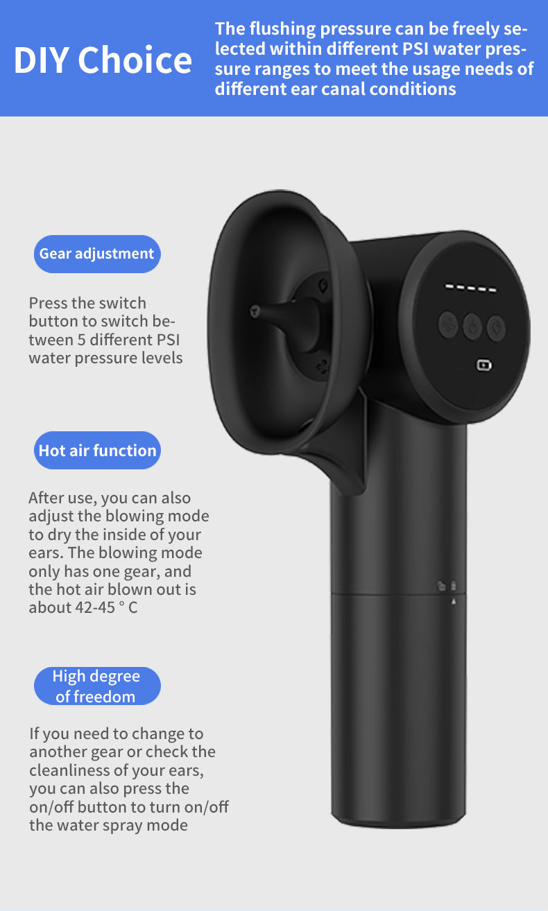 Automatic Electric Ear Wax Removal & Irrigation System - 5 Modes, USB-C, Hot Air Drying(white) 5