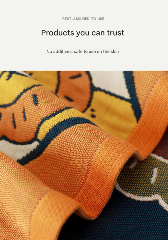 Premium Cartoon Animal Print Gauze Bath Towel - 70x140cm, Soft, Absorbent(Mandela 70*140) 3