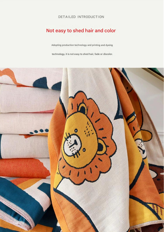 Premium Cartoon Animal Print Gauze Bath Towel - 70x140cm, Soft, Absorbent(Mandela-Brown 70*140)