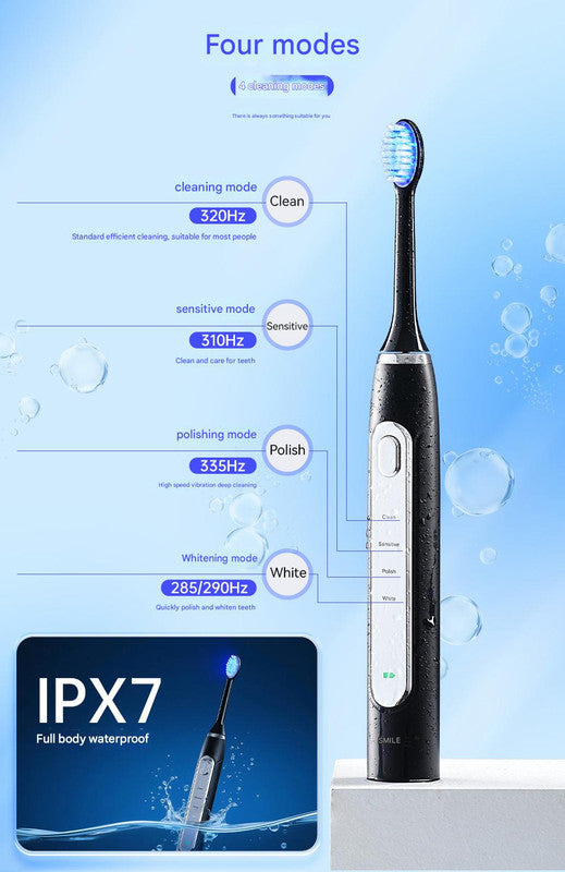 LED Sonic Electric Toothbrush - 2-in-1 Cleaning & Whitening, 4 Modes(black) 6