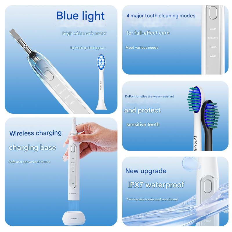 LED Sonic Electric Toothbrush - 2-in-1 Cleaning & Whitening, 4 Modes(white) 3