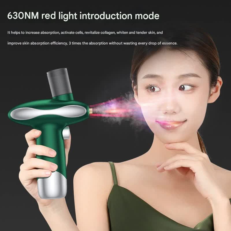 Portable Nano Facial Steamer & Oxygen Sprayer with Red/Blue Light Therapy(pink) 3