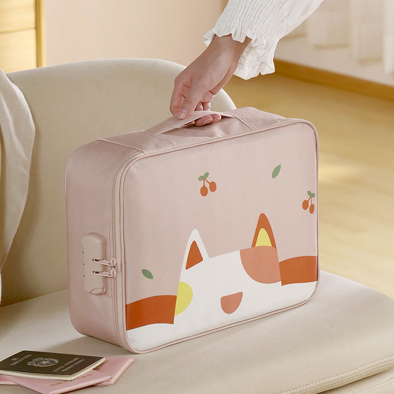 Multi-Functional Document & Certificate Organizer Bag with Combination Lock(Light pink) 4