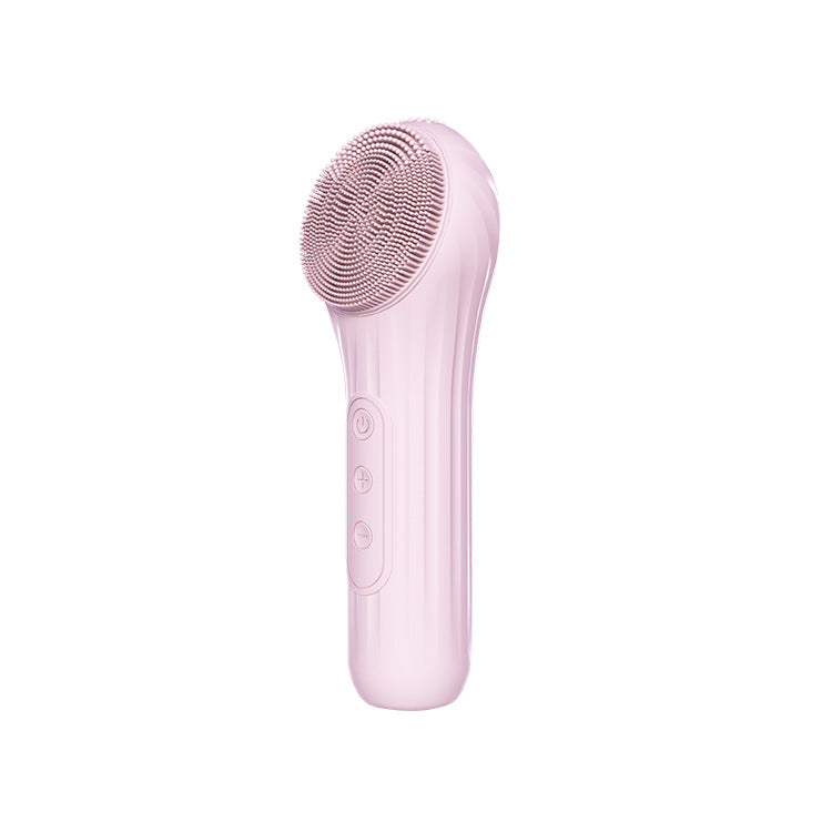 Silicone Facial Cleansing Brush - 6-Speed Vibration, Food-Grade Antibacterial Material with Warming Function(pink)