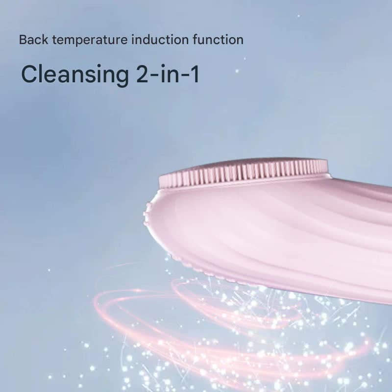Silicone Facial Cleansing Brush - 6-Speed Vibration, Food-Grade Antibacterial Material with Warming Function(pink) 3