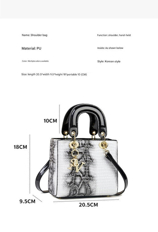 Chic Embossed Pattern Top Handle Bag - PU Leather Satchel with Detachable Shoulder Strap(red)