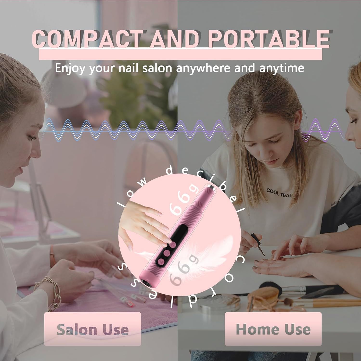 Portable Cordless Electric Nail Drill Kit with UV Lamp - 0-20000RPM, LED Display, 12 Bits(Purple) 6