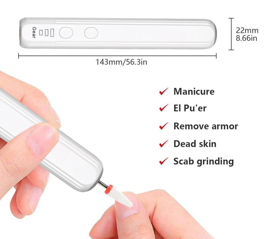 Portable Electric Nail Drill Pen Kit - USB-C Rechargeable, 3-Speed, High Torque, Low Heat(white) 6