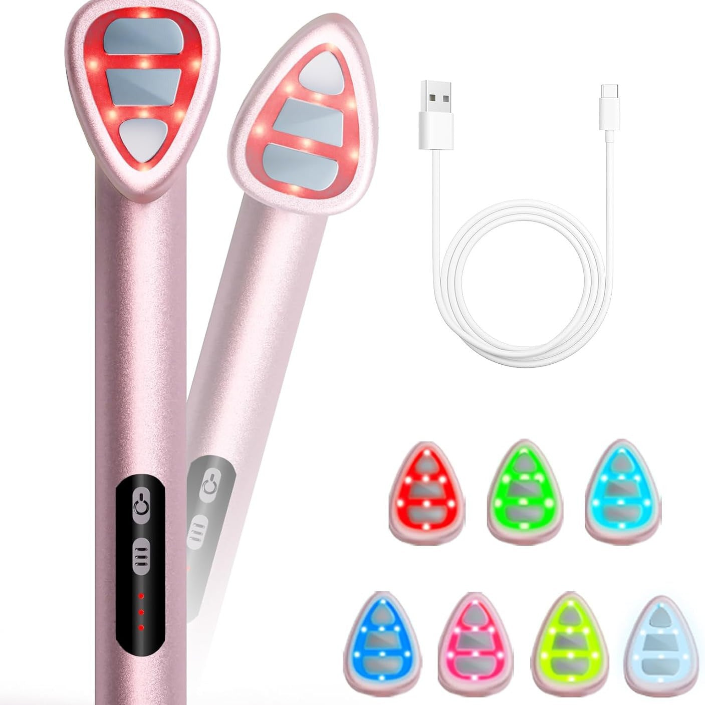 7-in-1 LED Facial Therapy Wand with 180 Rotatable Head & 42C Constant Temperature(pink) 4
