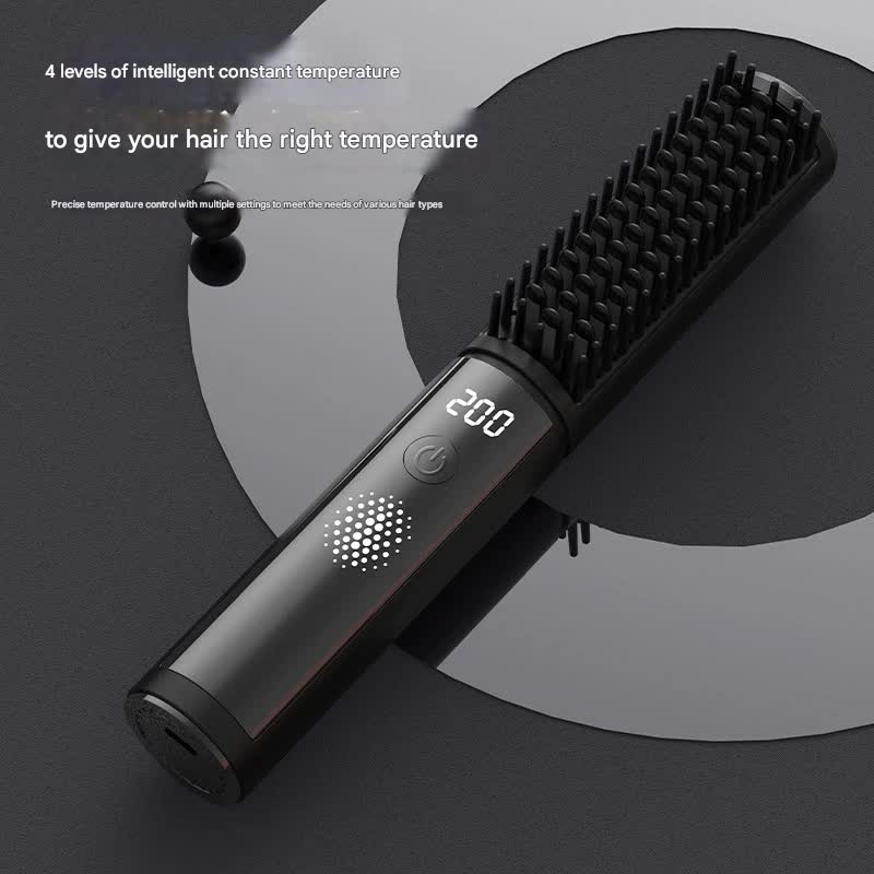 Cordless Hair Straightener Comb - 4 Temperature Settings, USB-C, PTC Heating(black) 3
