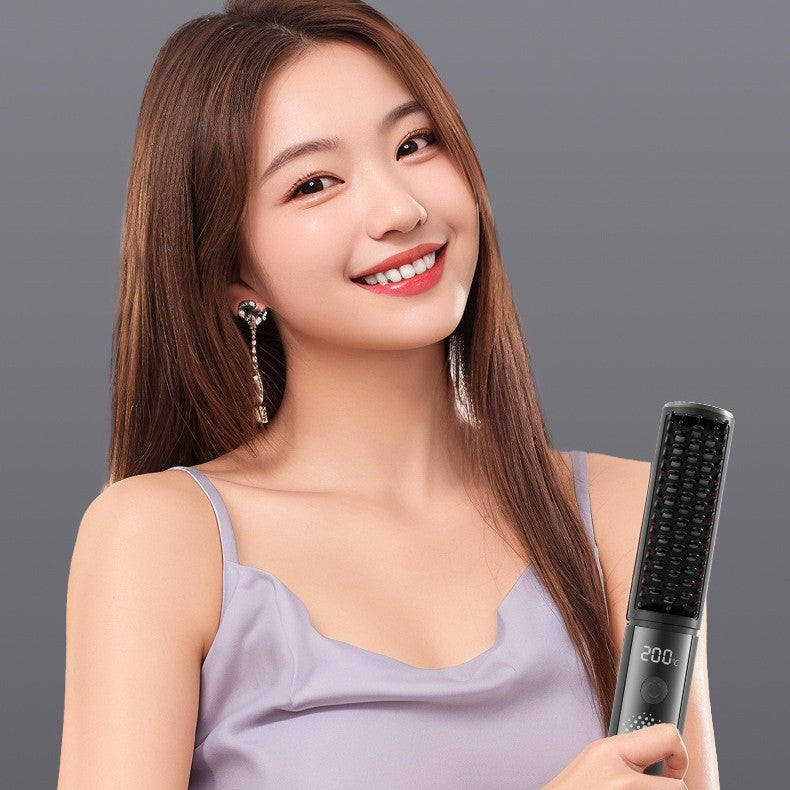 Cordless Hair Straightener Comb - 4 Temperature Settings, USB-C, PTC Heating(black) 4