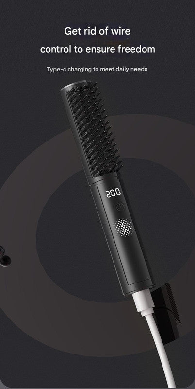 Cordless Hair Straightener Comb - 4 Temperature Settings, USB-C, PTC Heating(black) 7