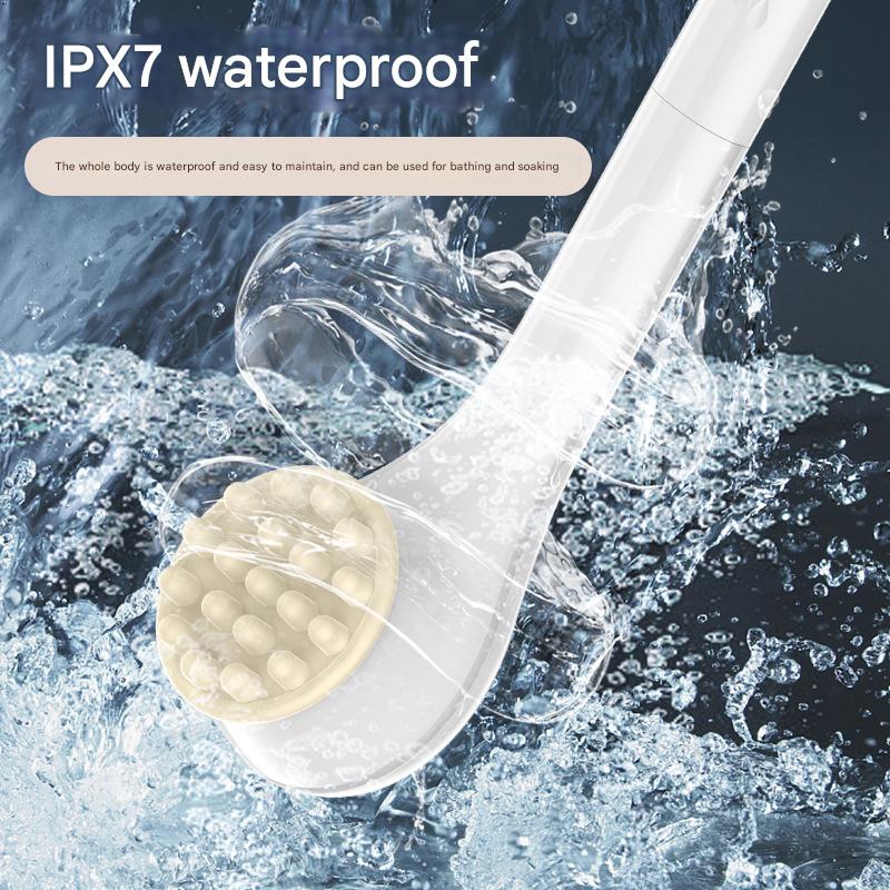 Rechargeable Electric Body Brush & Back Scrubber - 6 Heads, IPX7 Waterproof(white) 3