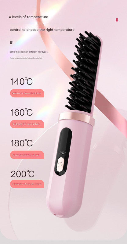Cordless Hair Straightener Brush - 4000mAh USB-C Rechargeable, 4 Temps, Anti-Scald 3D Comb Design(white) 5