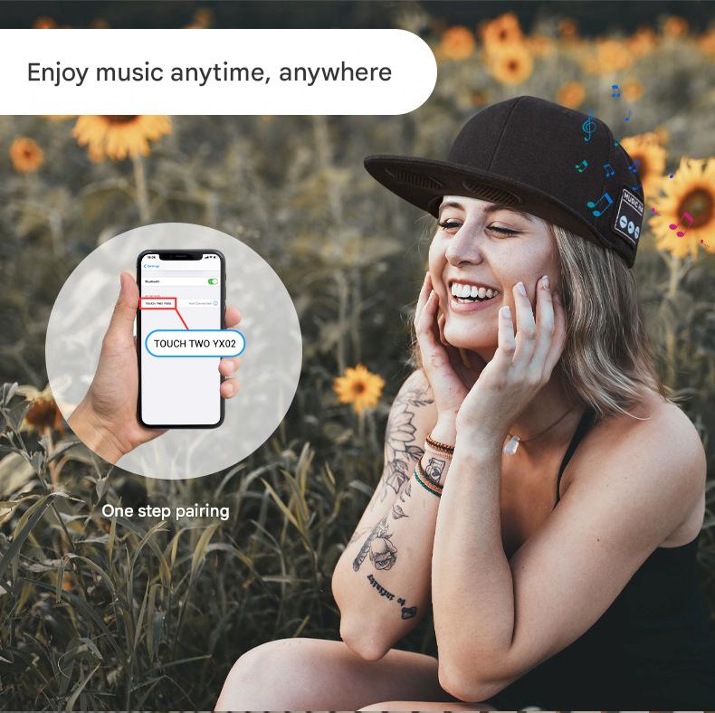 Wireless Bluetooth 5.0 Music Hat - Outdoor Speaker Cap with Mic, Sun Protection & Breathable Fabric(Gray) 5