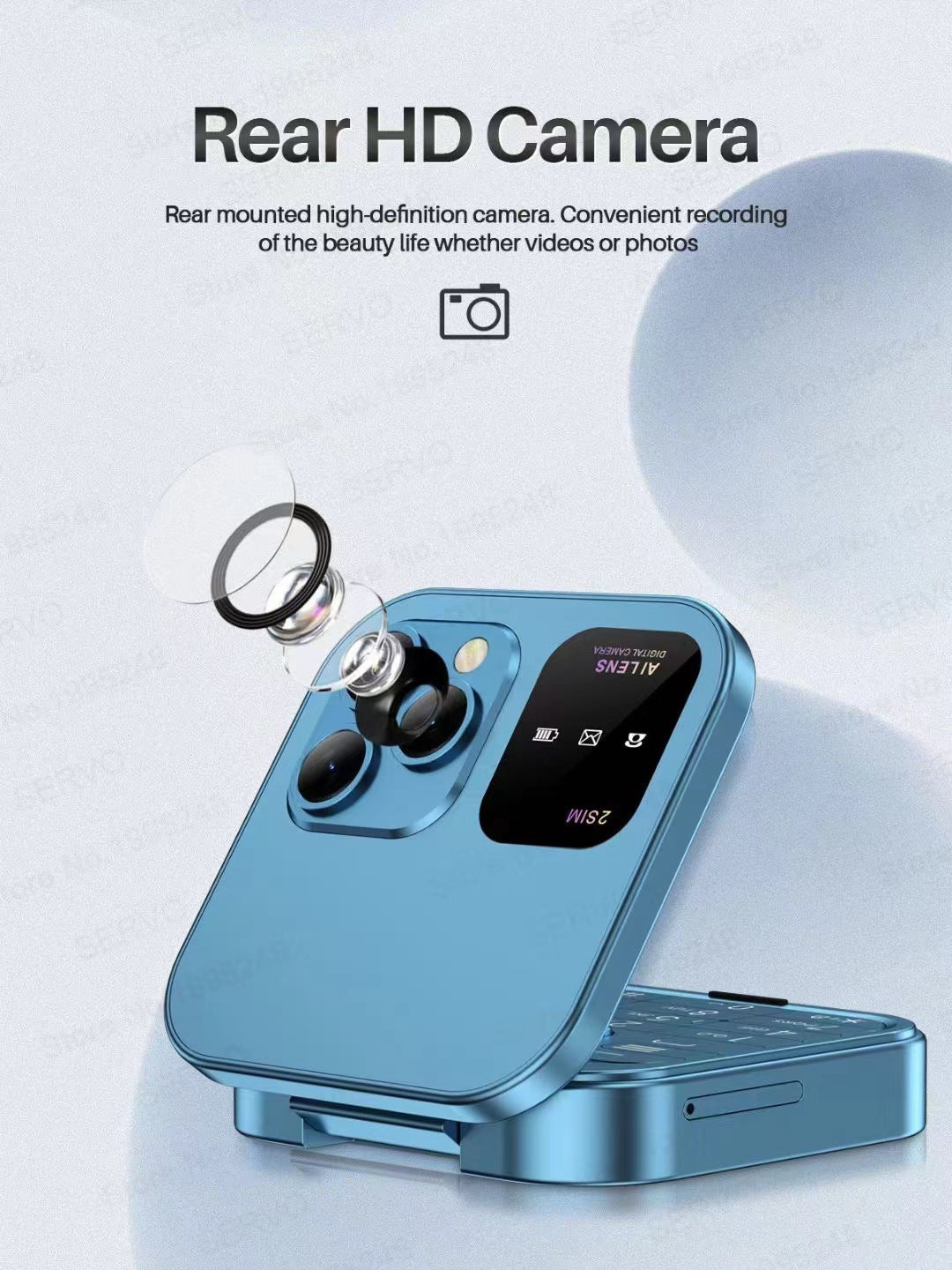 i16 Pro Mini Flip Phone - Dual SIM, AI Lens Digital Camera, Compact & Stylish Design(Purple) 3