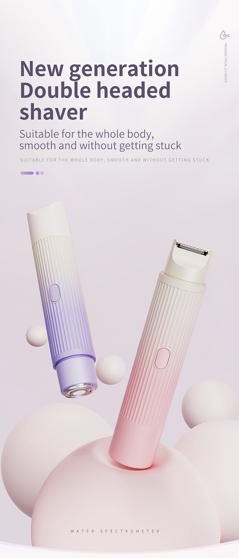 2-in-1 Electric Lady Shaver & Trimmer - Gentle Full Body Hair Removal, Portable & USB Rechargeable(Gradient Purple) 5